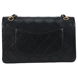Chanel-CHANEL Matelasse 25 Double Flap Chain Bag Lamb Skin Black Gold CC Auth yk17865A-Black,Golden