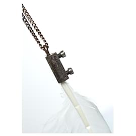 Ann Demeulemeester-Ann Demeulemeester, collier en métal avec plume blanche-Argenté,Blanc