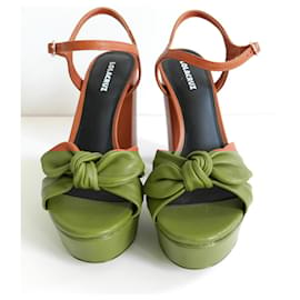 Lola Cruz-Lola Cruz Bow Front Tan Brown Platform Sandals-Brown
