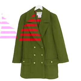 Chanel-Chanel Fall 1996 96A Gripoix Button Red Wool Coat-Red