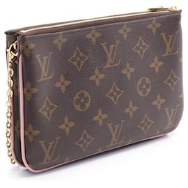 Louis Vuitton-Sac à bandoulière Pochette Double Zip Monogram Louis Vuitton M69744-Marron