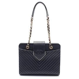 Chanel-Sac à bandoulière en cuir Chanel Chevron V Stitch A93418-Bleu