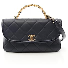 Chanel-Sac à main matelassé en cuir d'agneau Chanel AS2176-Bleu