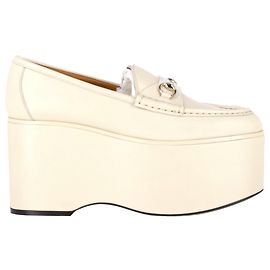 Mocassini platform Horsebit Gucci in pelle bianca Bianco Crudo