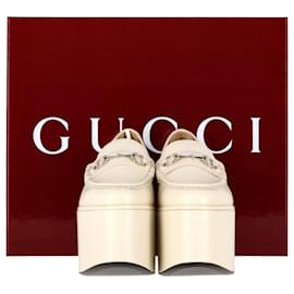 Gucci-Gucci Horsebit Platform Loafers in White Leather-White,Cream