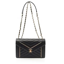 Chanel-Sac à épaule Chanel en cuir d'agneau Chevron V Stitch A91897-Noir