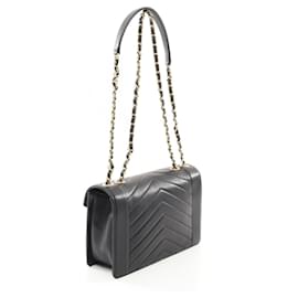 Chanel-Chanel Lambskin Chevron V Stitch Shoulder Bag A91897-Black