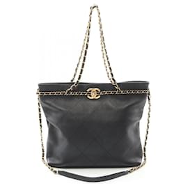 Chanel-Sac tote en cuir Coco Mark de Chanel AS2491-Noir