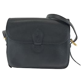 Yves Saint Laurent-Yves Saint Laurent Leather YSL Shoulder Bag 502485-Black