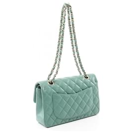 Chanel-Chanel Lambskin Matelasse W Flap Shoulder Bag A01112-Green