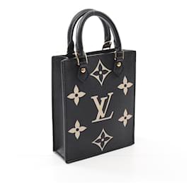 Louis Vuitton-Sac à main Petit Sac Plat Bicolore Monogram Empreinte Louis Vuitton M81416-Noir