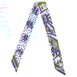 Hermès-Hermès Les Nouveaux Amoureux de Paris Twilly Scarf in Multicolor Silk-Multiple colors