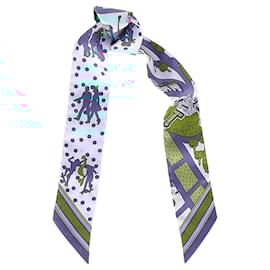 Hermès-Hermès Les Nouveaux Amoureux de Paris Twilly Scarf in Multicolor Silk-Multiple colors