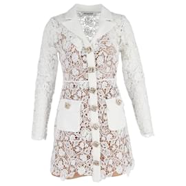Self portrait-Self-Portrait Magnolia Collared Lace Mini Dress In White Polyester-White,Cream