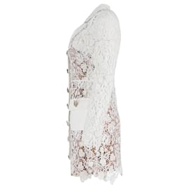 Self portrait-Self-Portrait Magnolia Collared Lace Mini Dress In White Polyester-White,Cream