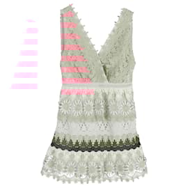 Self portrait-Self-Portrait Striped Floral Guipure Mini Dress In Pink Polyester-Pink