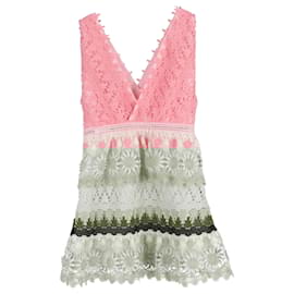 Self portrait-Self-Portrait Striped Floral Guipure Mini Dress In Pink Polyester-Pink