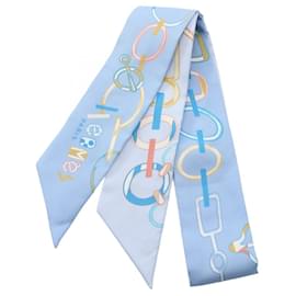 Hermès-Hermes Silk DO RE BOUCLES Scarf-Blue
