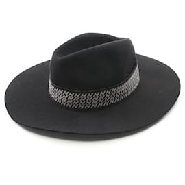Hermès-Hermes Rabbit Felt Faubourg Velvet Bias H Ribbon Clou de Selle Hat-Black