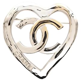 Chanel-Chanel GP Coco Mark Heart Motif Brooch B22/P-Golden,Metallic