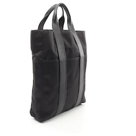 Hermès-Sac cabas MM Toile Chevron Acapulco Hermes noir-Noir