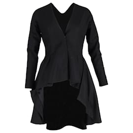 Alexander Mcqueen-Alexander McQueen Asymmetric Blazer in Black Virgin Wool-Black