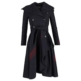 Alexander Mcqueen-Alexander McQueen Double Breasted Coat in Navy Wool-Navy blue