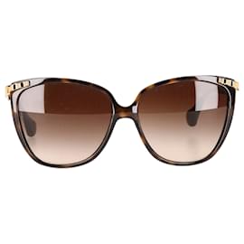 Dolce & Gabbana-Dolce & Gabbana Signature Logo Cat-Eye Sunglasses in Brown Acetate-Brown