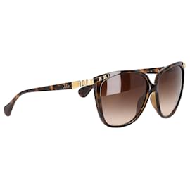 Dolce & Gabbana-Lunettes de soleil cat-eye en acétate marron avec logo signature Dolce & Gabbana-Marron