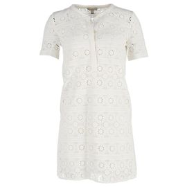 Abito Shift in Pizzo con Occhielli Burberry Brit in Cotone Bianco Bianco Crudo