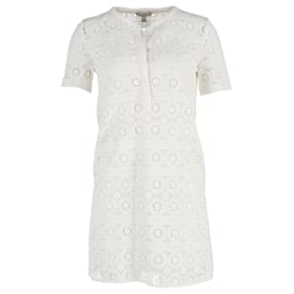 Burberry-Burberry Brit Eyelet Lace Shift Dress in White Cotton-White,Cream