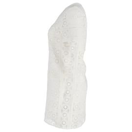 Burberry-Burberry Brit Eyelet Lace Shift Dress in White Cotton-White,Cream