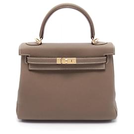 Hermès-Sac à main Hermes Togo Kelly 25 Marron WMU710YN Tampon W (2024)-Marron