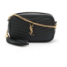 Yves Saint Laurent-Saint Laurent Paris Leather Lou Mini 2way Chain Bag 618057-Black