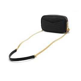Yves Saint Laurent-Saint Laurent Paris Leather Lou Mini 2way Chain Bag 618057-Black
