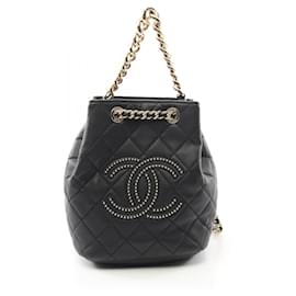 Chanel-Chanel Leather Matelasse Studs Coco Mark Backpack AS1515-Black