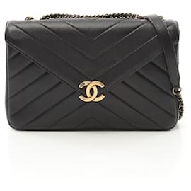Chanel-Sac à épaule en cuir d'agneau Chanel Chevron V Stitch 21905260-Noir