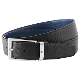 Montblanc-REVERSIBLE BELT IN BLACK/BLUE LEATHER 35 MM MB118438-Black,Blue
