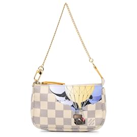 Louis Vuitton-Mini Pochette Accessoires Louis Vuitton Damier Azur Illustre Blanc-Blanc