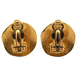 Chanel-Chanel Gold Gold Plated CC Clip On Earrings-Golden