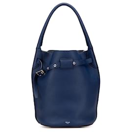 Céline-Celine Blue Leather Big Bag Bucket-Blue,Dark blue