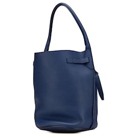 Céline-Celine Blue Leather Big Bag Bucket-Blue,Dark blue