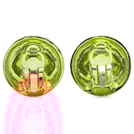 Chanel-Chanel Gold Gold Plated Rhinestones Round Clip on Earrings-Golden