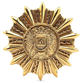 Chanel-Chanel Gold Gold Plated Sunburst Brooch-Golden
