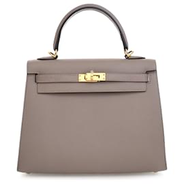 Hermès-Hermès Kelly II Sellier 25 en Epsom marron-Marron,Taupe