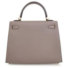 Hermès-Hermès Brown Epsom Kelly II Sellier 25-Brown,Taupe