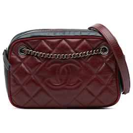 Chanel-Chanel Red Small Bicolor Quilted Calfskin Ballerine Camera Bag-Red,Dark red