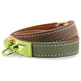 Hermès-Bracelet Double Tour Rivale en Epsom Marron Hermès-Marron,Taupe