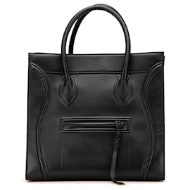 Céline-Celine Black Large Smooth Calfskin Phantom Luggage Tote-Black