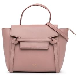 Céline-Celine Pink Nano Grained Calfskin Belt Bag-Pink